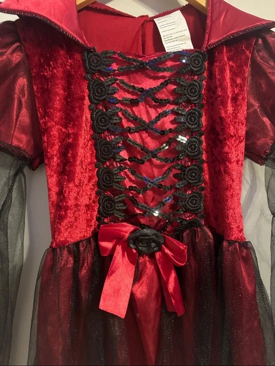 Red Gothic Vampire Girls Halloween Costume Dress - Picture 5 of 5